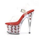 Pleaser ADORE-708FL Clear/Red Flowers