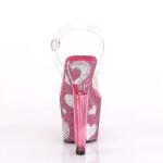 Pleaser LOVESICK-708HEART Clear/Hot Pink-White RS