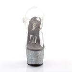 Pleaser Sandalette ADORE-708OMBRE Transparent Silber-Schwarz EU-35 / US-5