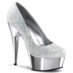 Pleaser Sandal DELIGHT-685G Silver Multi Glitter Chrome EU-36 / US-6
