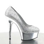 Pleaser Sandal DELIGHT-685G Silver Multi Glitter Chrome EU-36 / US-6