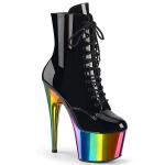 Pleaser ADORE-1020RC Platform Ankle Boots Patent Chrome Black Multicolor EU-38 / US-8