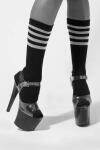 Rolling Mid-Calf Socks Black and White